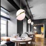 Lampe Suspendue Nordique Moderne Simple - Creative Hémisphère Lustre Ball – Image 3