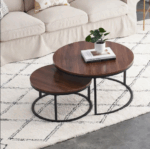 Table basse ronde contemporaine pliée en métal noir – Image 3