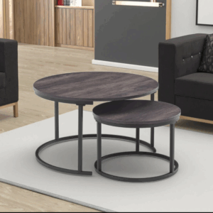 Table basse ronde contemporaine pliée en métal noir