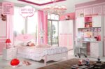 Une chambre de fille rose classique  chambre  spacieux
