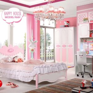 Une chambre de fille rose classique  chambre  spacieux