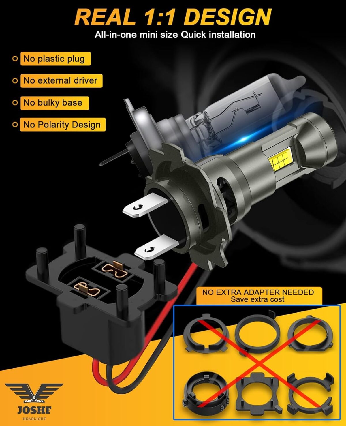 JOSHF Ampoules H7 LED 20000LM 100W – Image 3