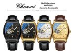 montre de luxe pour homme de marque chenxi avec boîte baril de vin automatique en cuir pour hommes creux lumineux étanche montres mécaniques pour hommes – Image 4