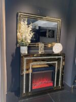 Console Cheminée + Miroir Glam Doré Scintillant – Image 2