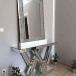 forme brillant concassé diamant miroir Console Table argent miroir couloir Table classique