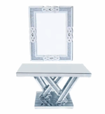 forme brillant concassé diamant miroir Console Table argent miroir couloir Table classique – Image 4