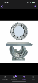 Table de console en argent multidimensionnel