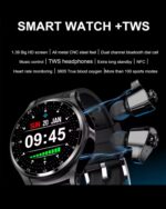 Montre connectée Bluetooth homme - corps en métal ultra fin, avec écouteurs - compatibl – Image 4