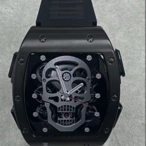 Montre à Quartz pour hommes, bracelet en Silicone noir lumineux, militaire, crâne, cadran Rectangle avec étoiles