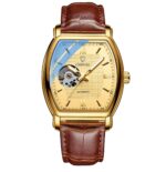 montre de luxe pour homme de marque chenxi avec boîte baril de vin automatique en cuir pour hommes creux lumineux étanche montres mécaniques pour hommes – Image 3