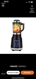 Mixeur Professionnel Chauffant Multifonction Pichet En Verre 1,75L 800W Linq