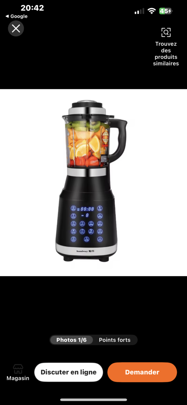 Mixeur Professionnel Chauffant Multifonction Pichet En Verre 1,75L 800W Linq
