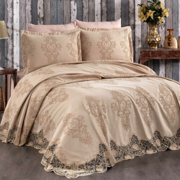 Ensemble de housse de couette en coton égyptien – 6 pièces brodées, en satin de coton effet soie, avec taies d’oreiller – Tailles Queen ou King – Image 2