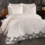 Ensemble de housse de couette en coton égyptien – 6 pièces brodées, en satin de coton effet soie, avec taies d’oreiller – Tailles Queen ou King – Image 3