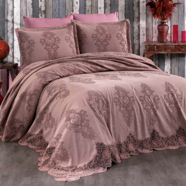 Ensemble de housse de couette en coton égyptien – 6 pièces brodées, en satin de coton effet soie, avec taies d’oreiller – Tailles Queen ou King – Image 4