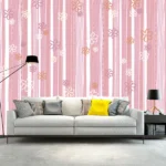 Papier peint mural imperméable à rayures et fleurs de dessin animé – Image 5