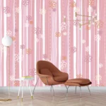 Papier peint mural imperméable à rayures et fleurs de dessin animé – Image 6