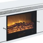 Argent Cheminée Meuble TV Simulation Cuisinière Électrique Usine Moderne Lumière Luxe Miroir Meuble TV – Image 4