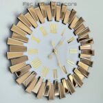 Horloge murale avec cadre miroir et chiffres romains, pour maison de luxe, design moderne et unique, décoration murale miroir – Image 2
