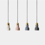 KAIKEA Mini E27 coloré Macaron Moderne Nordique Terrazzo Suspension, Salle à Manger Suspension Plafond, Kits de montage pour Cuisine Îlot Chambre Éclairage – Image 2
