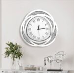 Horloge Murale Artloge Crushed Silver – Élégance Ovale en Miroir et Cristaux Argentés – Image 2