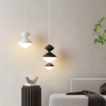 Abat-jour suspendu Hertl créatif et simple, lustre de plafond à tête unique avec base LED, luminaires encastrés, bibliothèque, chevet, karaoké, lampe suspendue – Image 2