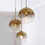Lampe suspension, 3 lampes à billes en verre de 3 légers, hauteur réglable de plafonnier de lustre – Image 2