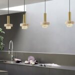 TaleTre Lustre en marbre de style nordique, abat-jour créative, lampe suspendue simple à vis E27, lampe suspendue à montage encastré – Image 4