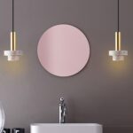 TaleTre Lustre en marbre de style nordique, abat-jour créative, lampe suspendue simple à vis E27, lampe suspendue à montage encastré – Image 2