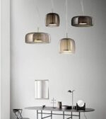 Lumière de pendentif de LED moderne nordique, Boule de verre suspendu lampe de plafond de plafond de plafonnier réglable lustre luminaire – Image 4