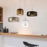 Lumière de pendentif de LED moderne nordique, Boule de verre suspendu lampe de plafond de plafond de plafonnier réglable lustre luminaire – Image 5