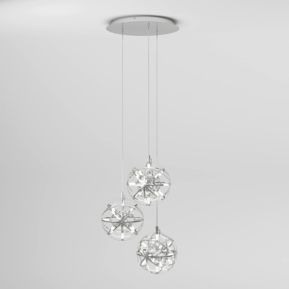 ARTIKA Elden Plafonnier moderne à 3 LED intégrés, chromé – Hauteur réglable et idéal pour salle à manger, escalier, salon et plus encore – Image 3