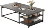 Table Basse Rectangulaire Moderne – Design Italien Style Nordique, Plateau Marron et Structure en Fer, Idéale pour Petits Espaces – Image 8