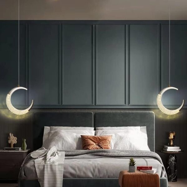 Winlams Lune Lampe LumièRe Luxe Chevet Lustre Chambre Chaud Et Romantique  Restaurant Bar Personnalité Créative Ménisque Longue Ligne Eclairage – Image 3