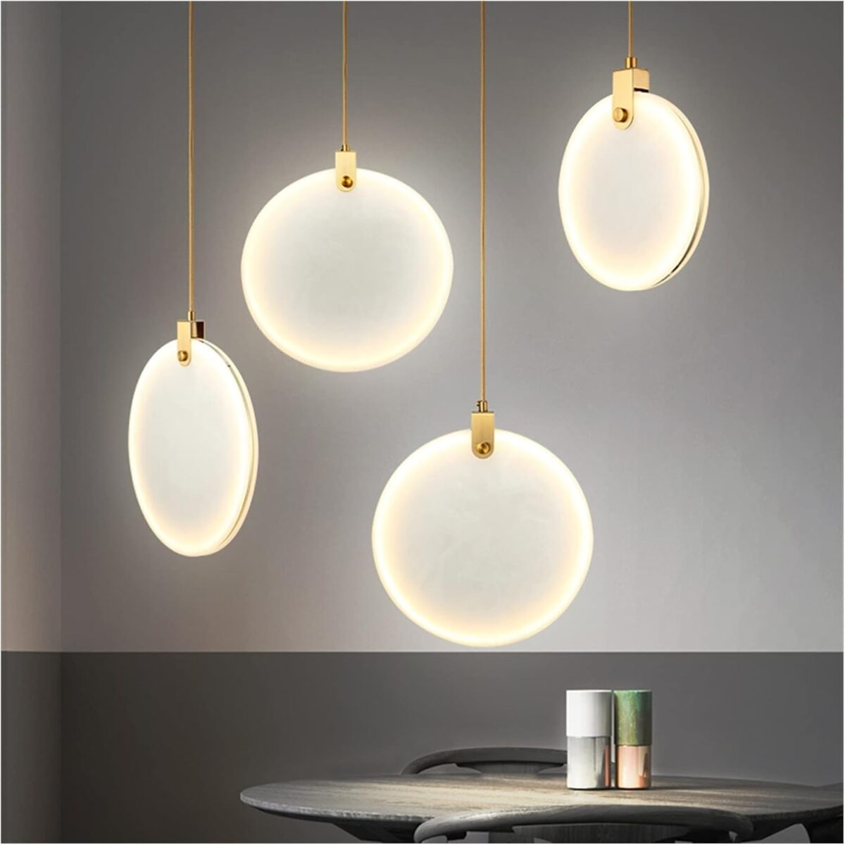 Chandelier Lustres Lustre en Cristal Lustre en marbre  pour Salle à Manger Design Nordique Brillant Lustre de Plafond en Pierre Ronde Luminaire – Image 4