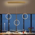 SADRIM Lustre LED en métal doré nordique, luminaire suspendu pour îlot de cuisine, plafonnier suspendu moderne et simple, lampes à suspension – Image 2