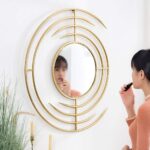 Miroir Rond en Fer Forgé Doré JJZI-L – Miroir Décoratif Mural Haute Définition pour Salon ou Salle de Bain – Image 2