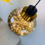 Nordique Moderne Minimaliste Lumière Lustre en Verre de Luxe avec Abat-jour Rond en Verre Fer Forgé Cuivre Suspendus Luminaires – Image 3
