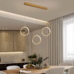 SADRIM Lustre LED en métal doré nordique, luminaire suspendu pour îlot de cuisine, plafonnier suspendu moderne et simple, lampes à suspension – Image 3
