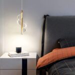 Suspension Spirale dorée, Mini Lampe Suspendue de Chevet, Lustre à LED Moderne, Lampes à Suspension à Long Tube en Aluminium avec Abat-Jour en Acrylique torsadé, 3 Modes de Couleur – Image 6