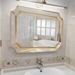 Miroir décoratif rectangulaire biseauté, 66 x 88,9 cm, miroir mural moderne pour salle de bain, miroir de courtoisie avec cadre doré pour chambre à... – Image 3