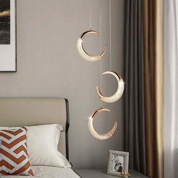 Winlams Lune Lampe LumièRe Luxe Chevet Lustre Chambre Chaud Et Romantique  Restaurant Bar Personnalité Créative Ménisque Longue Ligne Eclairage – Image 2