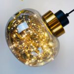Nordique Moderne Minimaliste Lumière Lustre en Verre de Luxe avec Abat-jour Rond en Verre Fer Forgé Cuivre Suspendus Luminaires – Image 2