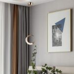 Winlams Lune Lampe LumièRe Luxe Chevet Lustre Chambre Chaud Et Romantique  Restaurant Bar Personnalité Créative Ménisque Longue Ligne Eclairage – Image 4