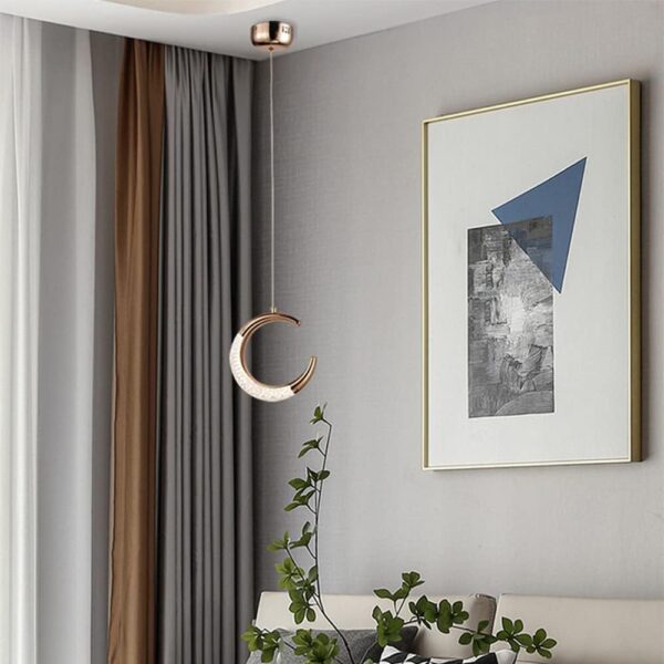 Winlams Lune Lampe LumièRe Luxe Chevet Lustre Chambre Chaud Et Romantique  Restaurant Bar Personnalité Créative Ménisque Longue Ligne Eclairage – Image 4