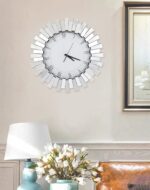 Grandes horloges murales pour décoration de salon, horloge murale décorative moderne de cuisine – Finition miroir en acrylique, chiffres romains. – Image 4