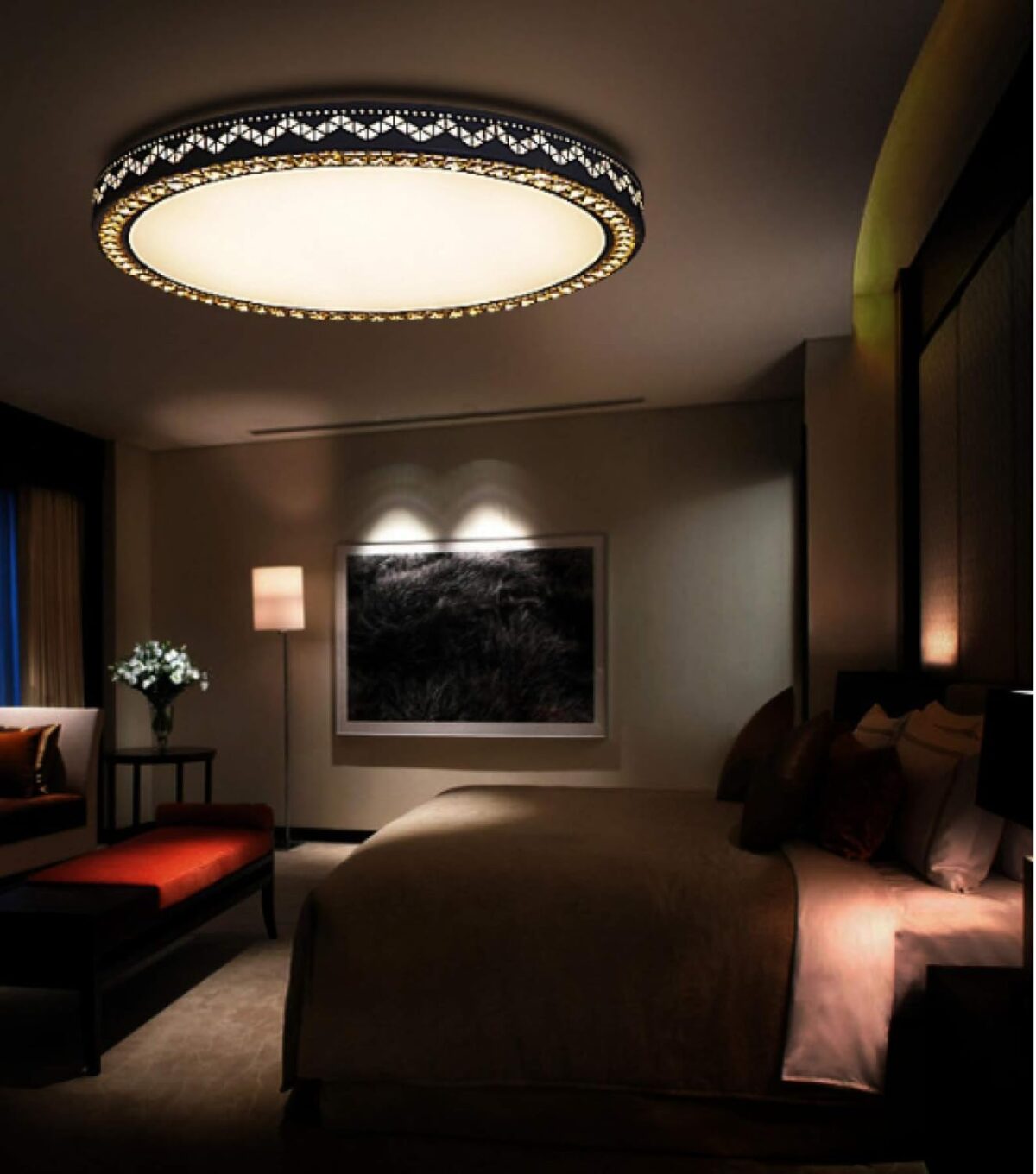 Lampe De Plafond,Led Plafonnier Dimmable Avec Télécommande,Plafonnier Salon,Protection Oculaire Acrylique Ronde Ultra-Mince Style – Image 6