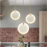 Chandelier Lustres Lustre en Cristal Lustre en marbre  pour Salle à Manger Design Nordique Brillant Lustre de Plafond en Pierre Ronde Luminaire – Image 2