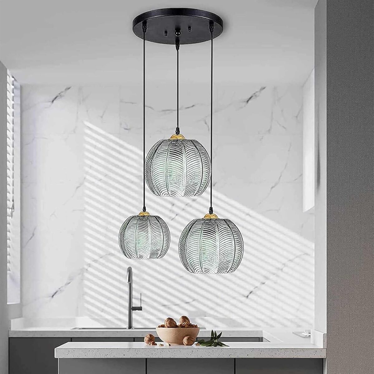 Lampes suspendues, Lampes suspendues en Verre Vert - Luminaire Art déco Moderne – Image 2