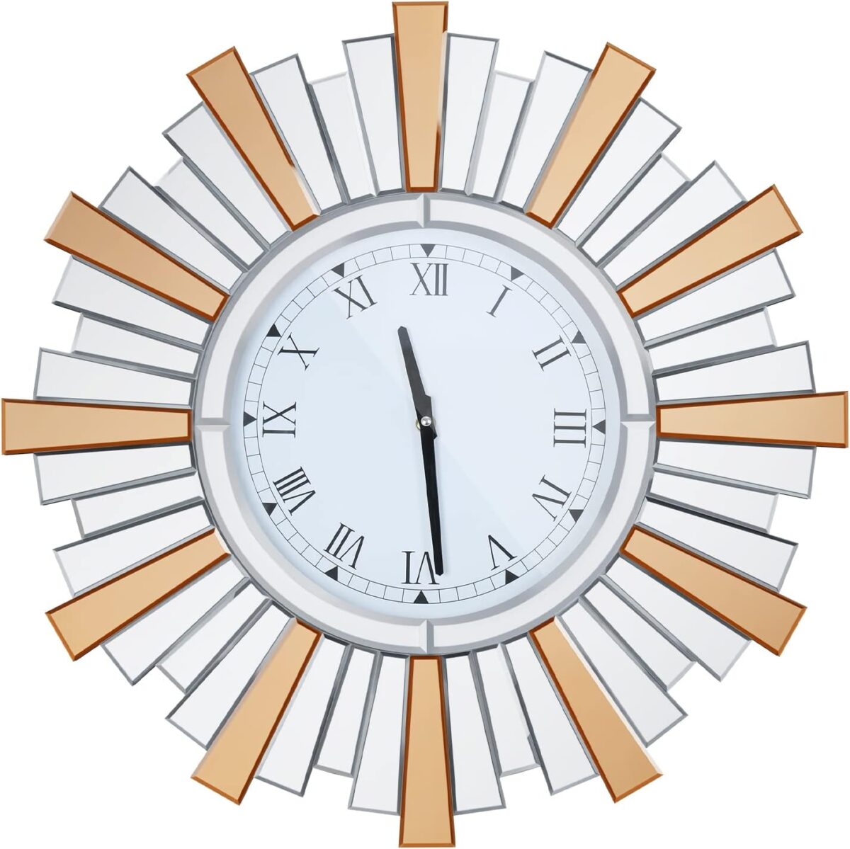Horloge murale ronde miroir Artloge  grande horloge murale décorative avec bord et cadre arrière en cristal biseauté et brillant, décoration artistique moderne – Image 1